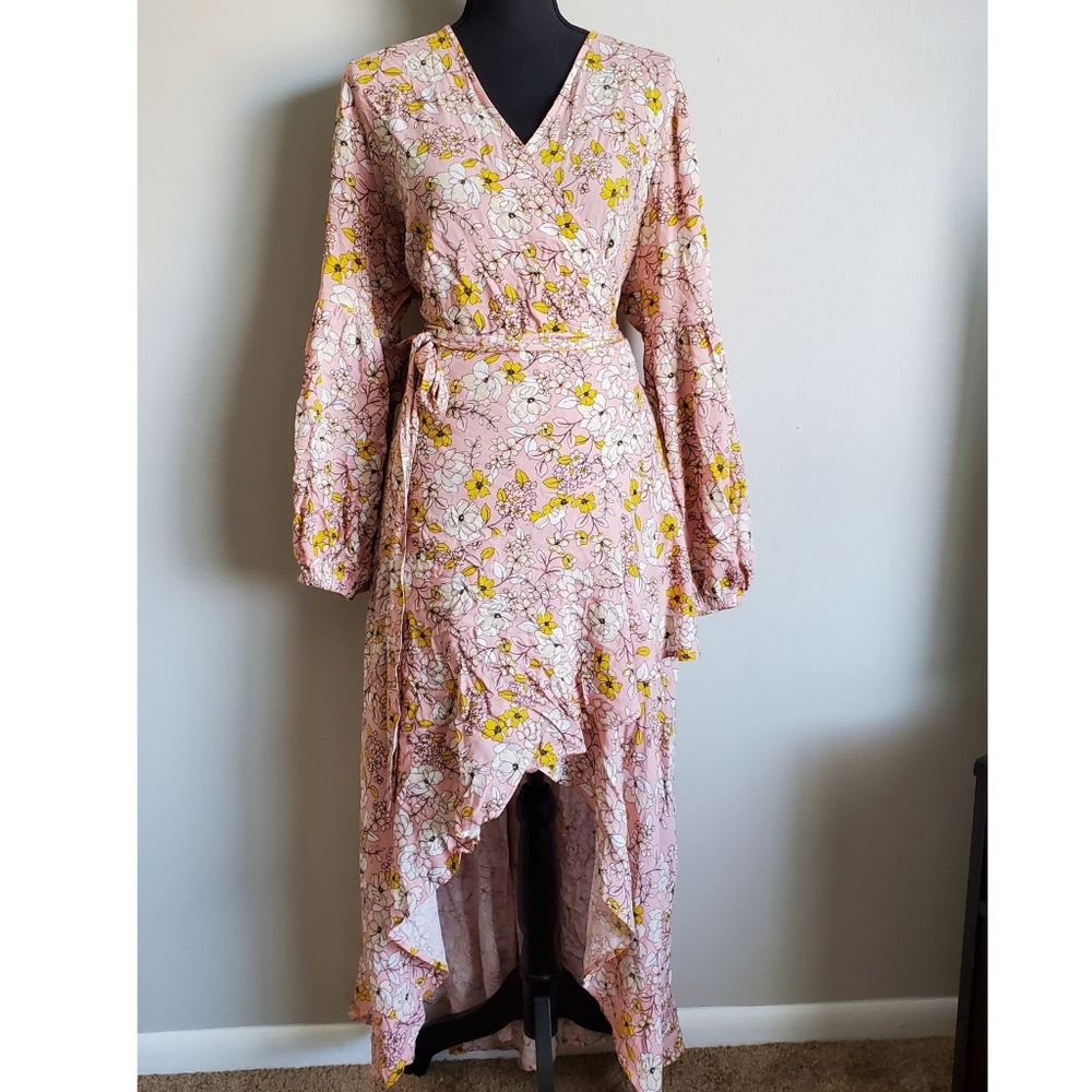 Eloquii SZ 18 Pink Floral Wrap Dress